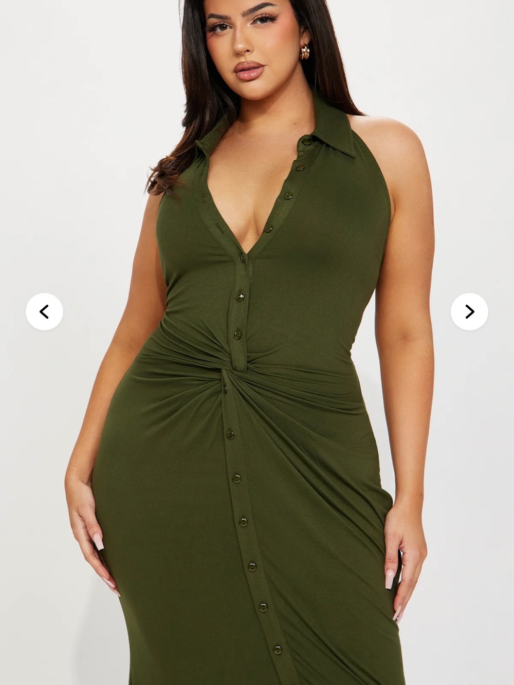 Fashion Nova You Better Maxi Dress Olive Green